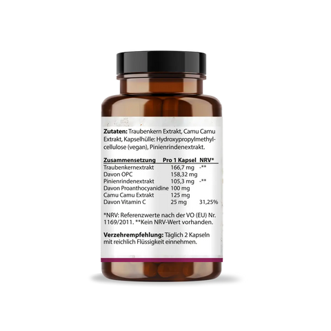 OPC Traubenkernextrakt + Vitamin C Kapseln: Pinienrindenextrakt HM Heilarzneihaus Medica