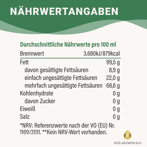Omega 3 + Vitamin E: Leinsamenöl kaltgepresst & gefiltert HM Heilarzneihaus Medica