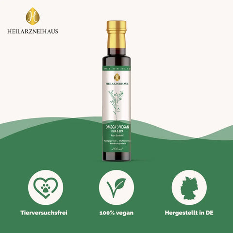 Omega 3 + Vitamin E: Leinsamenöl kaltgepresst & gefiltert HM Heilarzneihaus Medica