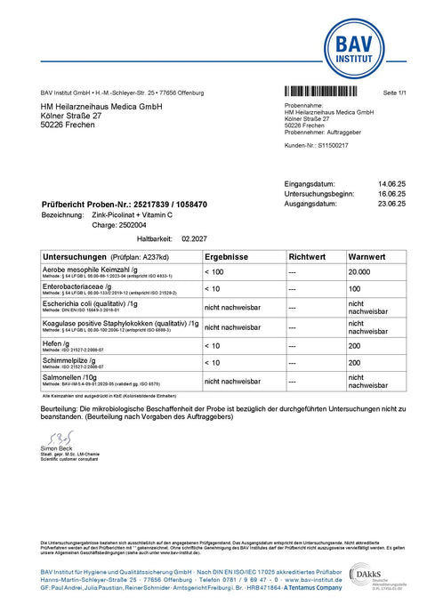 Zink Picolinat + Vitamin C Kapseln HM Heilarzneihaus Medica