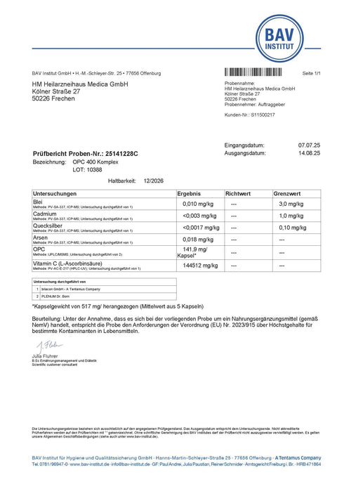 OPC Traubenkernextrakt + Vitamin C Kapseln: Pinienrindenextrakt HM Heilarzneihaus Medica