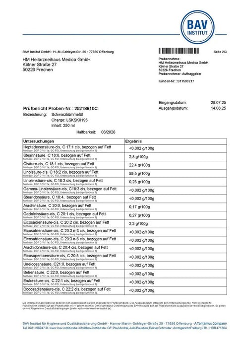Schwarzkümmelöl kaltgepresst & rohkostqualität 4300mg Thymochinon HM Heilarzneihaus Medica
