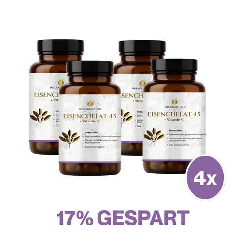 Eisen 45mg + Vitamin C hochdosiert Kapseln: Eisenbisglycinat HM Heilarzneihaus Medica