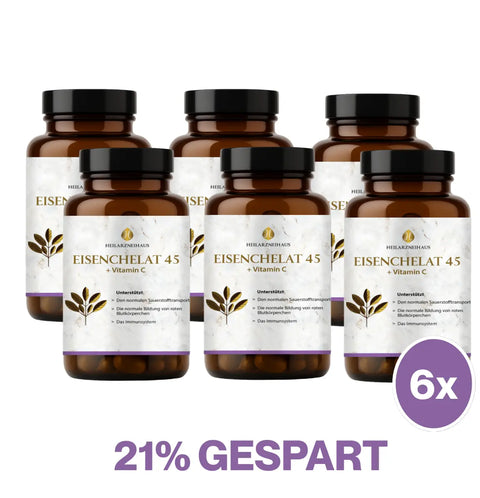 Eisen 45mg + Vitamin C hochdosiert Kapseln: Eisenbisglycinat HM Heilarzneihaus Medica
