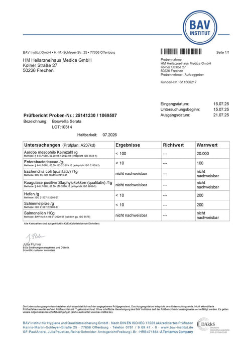 Boswellia Serrata Weihrauch Kapseln: Wildsammlung HM Heilarzneihaus Medica