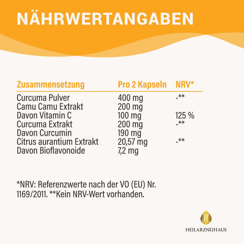 Curcumin + vitamin c kapseln: camu camu + kurkuma HM Heilarzneihaus Medica