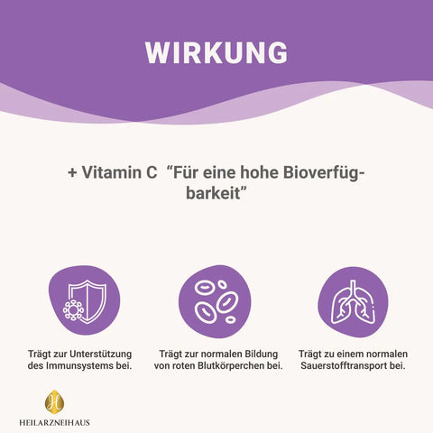 Eisen 45mg + Vitamin C hochdosiert Kapseln: Eisenbisglycinat HM Heilarzneihaus Medica