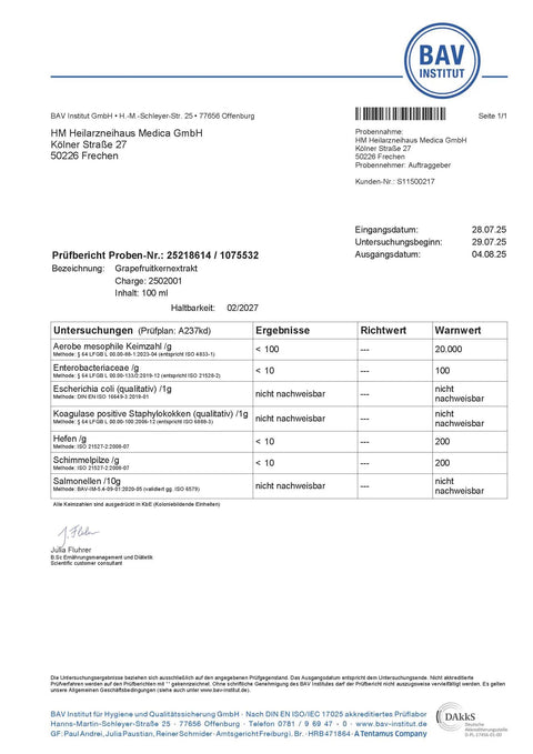 Grapefruitkernextrakt 2600mcg Tropfen Vegan HM Heilarzneihaus Medica
