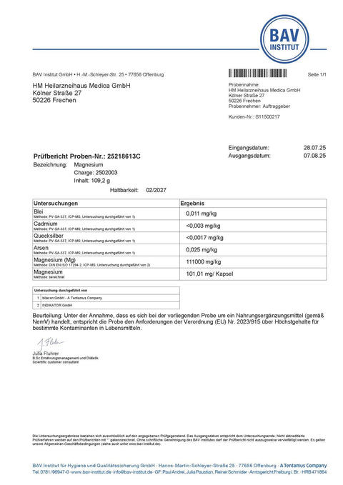 Magnesium 6-Fach Komplex hochdosiert Kapseln HM Heilarzneihaus Medica