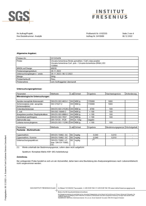 Uncaria tomentosa (Katzenkralle) Pulver 250g Heilarzneihaus