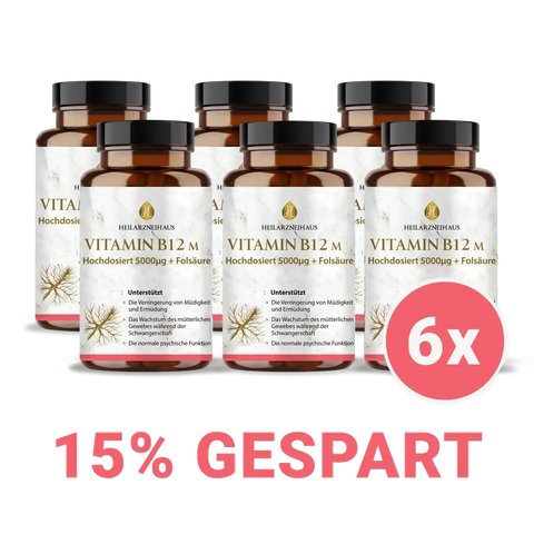 Mindesthaltbarkeit :September 2025 Vitamin B12 hochdosiert + Folsäure Kapseln HM Heilarzneihaus Medica
