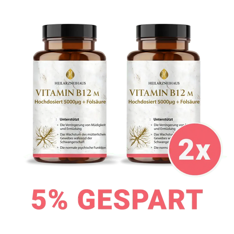 Mindesthaltbarkeit :September 2025 Vitamin B12 hochdosiert + Folsäure Kapseln HM Heilarzneihaus Medica