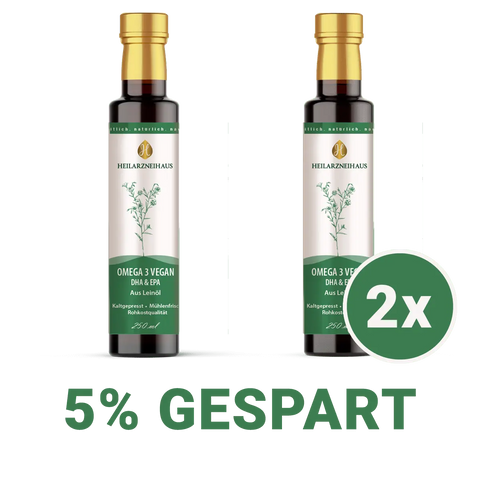 Omega 3 + Vitamin E: Leinsamenöl kaltgepresst & gefiltert HM Heilarzneihaus Medica