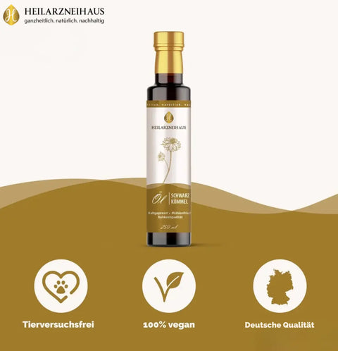 Schwarzkümmelöl kaltgepresst & rohkostqualität 5200mg Thymochinon HM Heilarzneihaus Medica