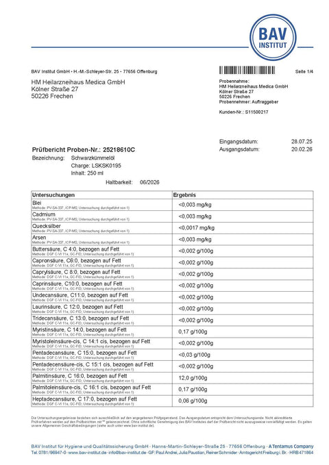 Schwarzkümmelöl kaltgepresst & rohkostqualität