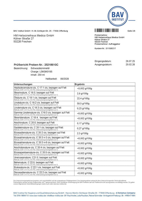 Schwarzkümmelöl kaltgepresst & rohkostqualität