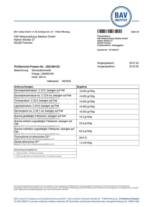 Schwarzkümmelöl kaltgepresst & rohkostqualität