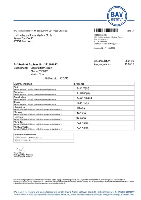 Grapefruitkernextrakt 2600mcg Tropfen Vegan HM Heilarzneihaus Medica