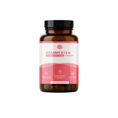 Mindesthaltbarkeit : September 2025 Vitamin B12 hochdosiert + Folsäure Kapseln HM Heilarzneihaus Medica
