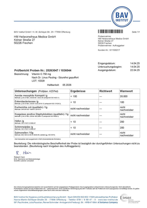 Vitamin C hochdosiert 750mg Kapseln HM Heilarzneihaus Medica